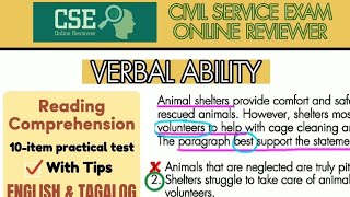 CIVIL SERVICE EXAM  Verbal Ability Reading Comprehension  CSE Online Reviewer [upl. by Acnairb26]