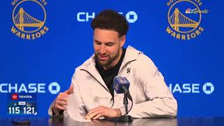 Klay Thompson Postgame Interview  Golden State Warriors beat Orlando Magic 121115 [upl. by Nyluqcaj]