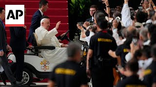 Pope Francis arrives at Singapore Sports Hub National Stadium to deliver Mass [upl. by Alden]