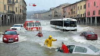 Italy went underwater Heavy flooding sweeps away cars and people in Catania Sicily Europe [upl. by Acemaj]