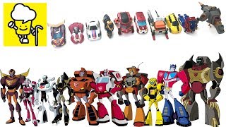 Transformer animated toy with Optimus Prime Bumblebee Arcee Ratchet Prowl Grimlock [upl. by Atelra]