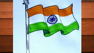 Tiranga Drawing Easy  How to draw Independence day Flag drawing easy flag Rashtradhwaj drawing [upl. by Htiffirg]