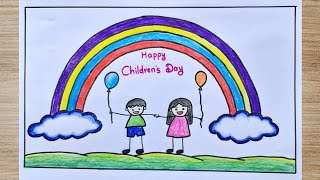 Childrens Day Drawing Easy  Happy Childrens Day Drawing for Kids  Drawing for Children Day [upl. by Essila]