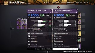 Destiny 2 god rolls for Tinashas Mastery secured [upl. by Dorsey814]