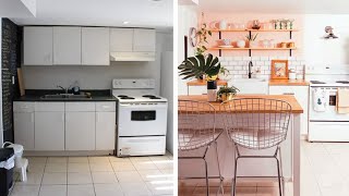 Makeover Tiny Basement Rental Kitchen Turns Peach [upl. by Sufur]