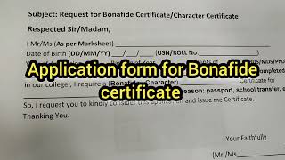 Application Format form for Bonafide certificate and Character certificate for UG students 💡 ideas [upl. by Septima]