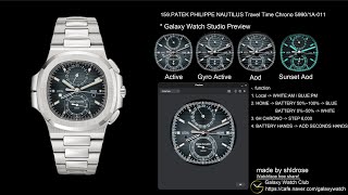 Galaxy watch face159 Philippe Nautilus Travel Time Chrono 5990 1A 011 갤럭시워치6 patekphilippe [upl. by Toland]