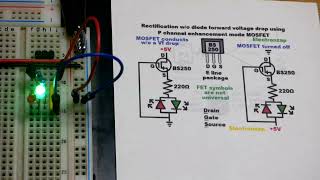 Almost Ideal Diode Using P Channel Enhancement MOSFET BS250 [upl. by Inglis]