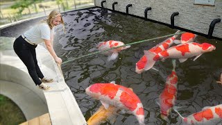 BUILDING A MASSIVE KOI POND  FINAL RESULT [upl. by Nawek]