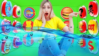 MYSTERY BUTTON FOOD CHALLENGE  CRAZY FOODS FOR 24 HOURS BY CRAFTY HYPE [upl. by Kee]