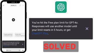 How to fix youve hit the free plan limit for GPT4o  Fix the limit problem in chat GPT 2024 [upl. by Wes]