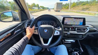 2022 BMW X3 xDrive20i  pov test drive autobahn no speed limit [upl. by Aienahs154]