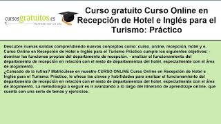 curso recepcionista de hotel gratis [upl. by Mullane421]