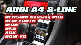 AUDI A4 S4 BLUETOOTH IPOD USB DENSION GATEWAY PRO GWP1AC1 GWP1AC2 iPHONE SYMPTHONY [upl. by Aleekahs]