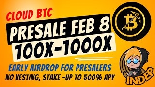 CL0UDBTC Presale 8 Feb 1000X Gem  NO VESTING  STAKE TO EARN [upl. by Ecyle]