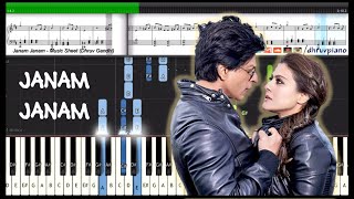 ♫ Janam Janam Dilwale Arijit Singh amp SRK  Piano Tutorial  Music Sheet  MIDI with Lyrics [upl. by Eiser]