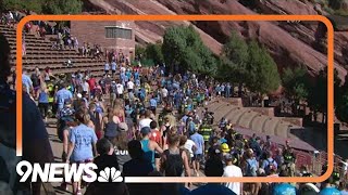 911 memorial stair climb at Red Rocks honors fallen firefighters [upl. by Dnumde]