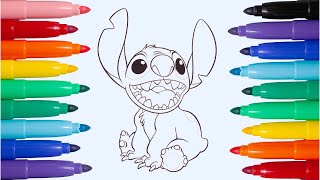 Come Colorare Stitch  Tutorial per Bambini di Lilo amp Stitch  Disegni da colorare [upl. by Maitund112]