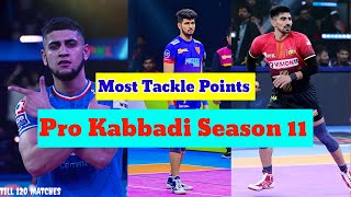 Highest Tackle Points In Pro Kabaddi Season 11  Most Tackle Points In PKL Season 11 Till 120 Match [upl. by Einyaj]