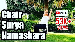 Chair Surya Namaskar or Chair Sun Salutation  Yoga for elders to fight from Corona  Office Yoga [upl. by Mattland606]