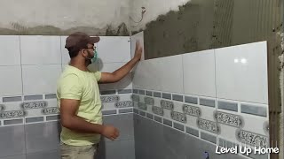 Bathroom Tiles installation  Construction Tiles Works  Bathroom floor amp wall tiles Working [upl. by Alameda]