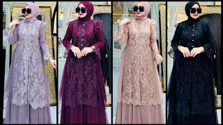 model gamis brokat modern 2025 cantik mewah elegant trend busana viral 2025 tren baju lebaran 2025 [upl. by Anemolihp]