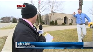 Watch a Bank Robber Interrupt This News Reporter During Live Broadcast [upl. by Aenad161]