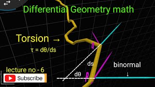 Torsion  Torsion at point P on curve space curve  differential Geometry math Bsc math [upl. by Danie]