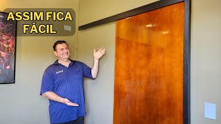 Como Instalar Porta de Correr de Madeira em Drywall [upl. by Laddy]