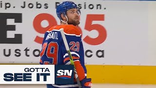 GOTTA SEE IT Oilers Draisaitl scores WILD goal from own blue line [upl. by Earej]