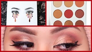 ميكب احمر برغندي باستخدام باليت كايلي جينر KYLIE JENNER COSMETICS [upl. by Marlette109]