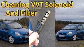 Cleaning VVT Solenoid And Filter Toyota Yaris 2SZFE Compilation [upl. by Aoh]