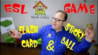 Flash card game with sticky ball  ESL game  ESL teaching tips  Mikes Home ESL [upl. by Yetta796]