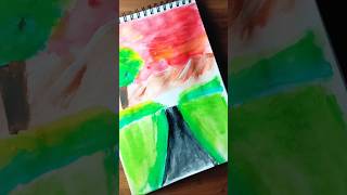 Water colors evening scenery drawing shorts viral [upl. by Enelaj]