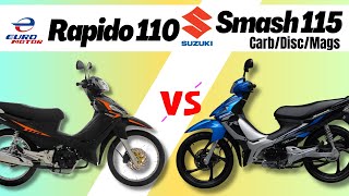 Euro Motor Rapido 110 vs Suzuki Smash 115 Carb Type  Side by Side Comparison  Specs amp Price  2024 [upl. by Ramhaj]