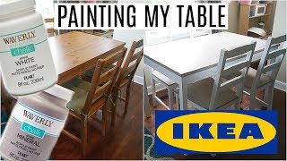 Painting My IKEA Table  Waverly Chalk Paint  No Sanding or Priming [upl. by Islean68]