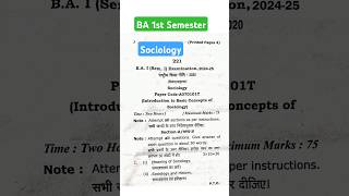 ba 1st semester sociology question paper 2025  समाजशास्त्र model paper 2025  important questions [upl. by Karlie]