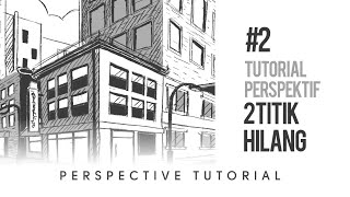 TUTORIAL GAMBAR PERSPEKTIF 2 TITIK HILANG caragambar perspektif [upl. by Nnylecyoj]