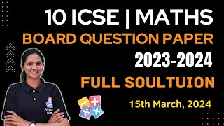 10 ICSE  MATHS BOARD QUESTION PAPER  ANSWER KEY  20232024 [upl. by Nash]