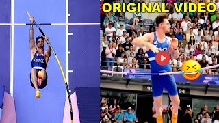 Anthony Ammirati Video  Anthony Ammirati knocks the pole down with his bulge at Paris Olympics 2024 [upl. by Dopp]