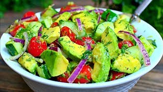 Cucumber Tomato and Avocado Salad Recipe [upl. by Karim782]