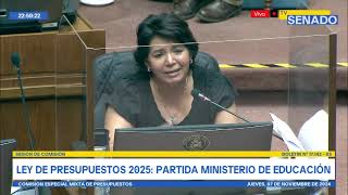 Senadora Yasna Provoste en Presupuesto Educación 2025 Mixta rechaza puntos clave de la partida [upl. by Cynde579]