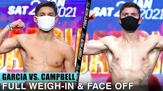 RYAN GARCIA VS LUKE CAMPBELL  FULL WEIGHIN amp FACE OFF VIDEO [upl. by Lanod]