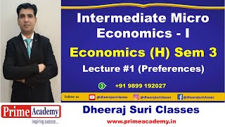 Intermediate Micro Economics  I Ch2 Preferences Lecture 1  Economics H Semester 3 UGCF DU [upl. by Utimer]