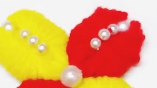 Easy Woolen Flower Making Idea  How to Make Beautiful Flower with Yarn  Amazing Woolen Crafts [upl. by Airbma]