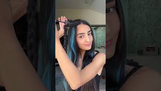 DIY Hair Colour At Home  Blue Hair Highlights Hairstyles  Hair Extensions Fro Than Hair  shorts [upl. by Nalliuq152]