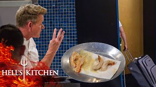 Raw Lobsters Cause a Shock Midservice Elimination  Hells Kitchen [upl. by Adhern972]