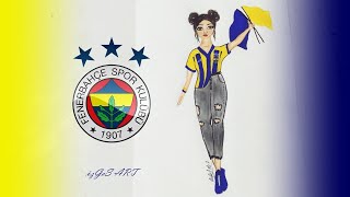 Fenerbçe Taraftar Çizimi Fenerbahçe Formalı kız Çizimi  Fenerbahçe fenerbahçetaraftarı fb [upl. by Tom]