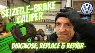 Diagnosing amp Replacing a 2014 VW Golf Rear Brake Caliper With Electronic Handbrake [upl. by Eanom]