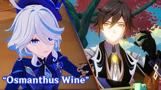 Furina Said Zhongli signature voice line Osmanthus Wine [upl. by Claudina]